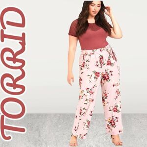 NWOT TORRID Plus Size Women's Rosey light  Floral Crepe Wide leg dress Pant with